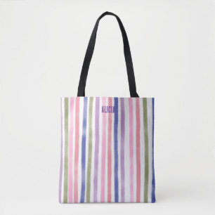 Bolsa Tote Bonito Design de Stripe Colorida Para Adolescente