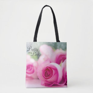 Bolsa Tote Bonito em rosas cor-de-rosa