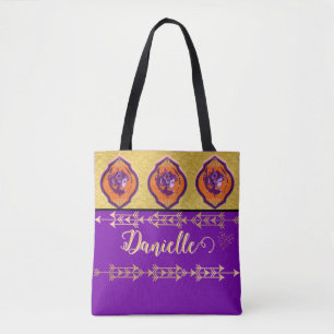Bolsa Tote Bonito Fada Roxo e Personalidade Dourada