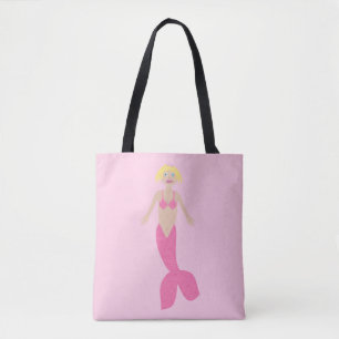 Bolsa Tote Bonito fantasia rosa Sereia