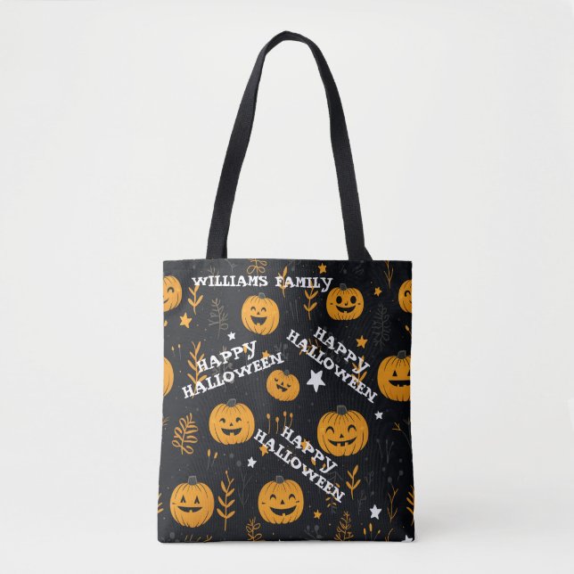 Bolsa Tote Bonito Feliz Halloween Pumpkin Moderno (Frente)