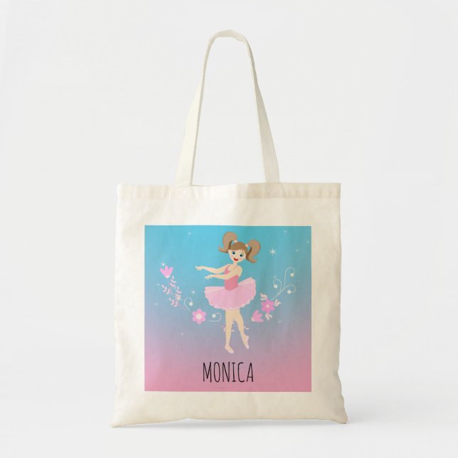 Bolsa Tote Bonito Festa de aniversário da garota Ballerina (Frente)