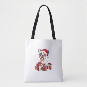 Bolsa Tote Bonito francês Santa Hat Encantado Natal Francês B