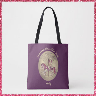 Bolsa Tote Bonito ilustração e citação do Carrossel Roxo
