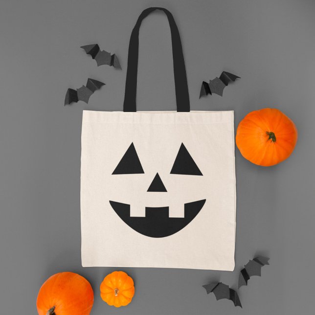 Bolsa Tote Bonito Jack O Lanterna Pumpkin Face Halloween (Criador carregado)