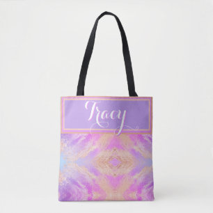 Bolsa Tote Bonito mármore rosa, personalizado