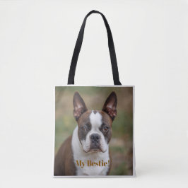 Bolsa Tote Bonito "Minha Bestie" Boston Terrier personalizado