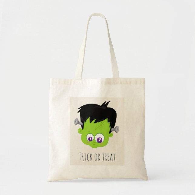 Bolsa Tote Bonito monstro verde Frankenstein face ao Dia das  (Frente)