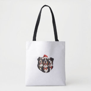 Bolsa Tote Bonito Natal Bernese Cães de Montanha Santa Hat Ho