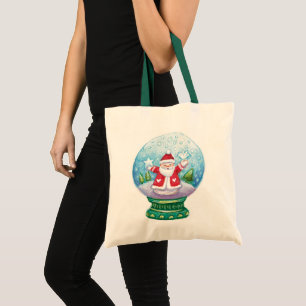 Bolsa Tote Bonito Natal Snowglobe Papai Noel, Estrela, Pássar