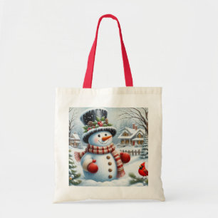 Bolsa Tote Bonito, Natal Vintage/Excêntrico/boneco de neve de