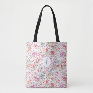Bolsa Tote Bonito Padrão de Cores de Água de Flor Selvagem 