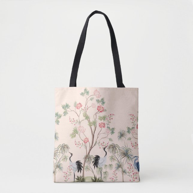 Bolsa Tote Bonito papel de parede de chinoiserie exótico. Des (Frente)