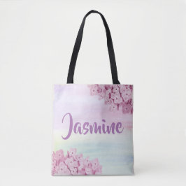 Bolsa Tote Bonito Pastel Rosa Hidrangea Aquarela