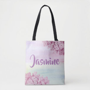 Bolsa Tote Bonito Pastel Rosa Hidrangea Aquarela
