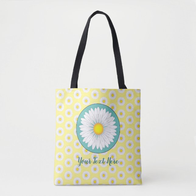 Bolsa Tote Bonito pequenas margaridas - Amarelo (Frente)