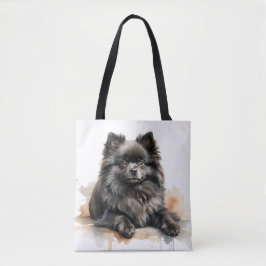 BOLSA TOTE BONITO PEQUENO CACHORRO NEGRO POMERANIANO