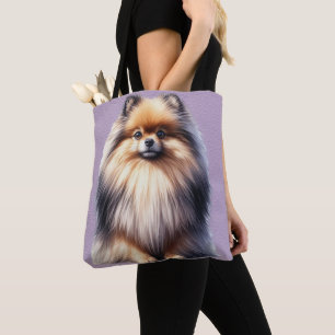 BOLSA TOTE BONITO PEQUENO CACHORRO POMERANO VERMELHO BONITO