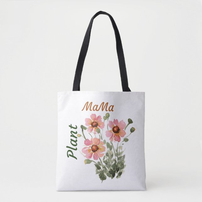 Bolsa Tote Bonito Planta Floral Rosa Ma - Planta Amor (Frente)