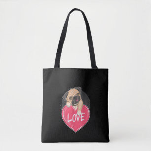Bolsa Tote Bonito Pug Dog Hearts Pug Dia de os namorados Gift