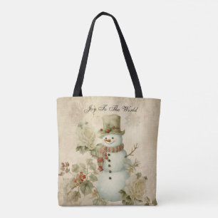 Bolsa Tote Bonito Retro Vintage Snowman