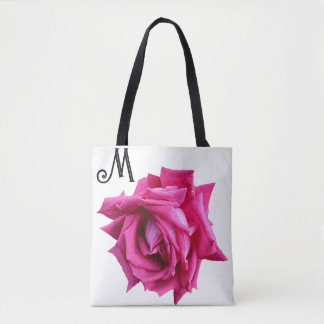 Bolsa Tote Bonito rosa cor-de-rosa-quente com vara floral
