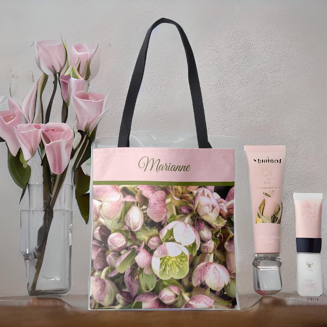 Bolsa Tote Bonito rosa personalizado e abrigo oliva (Criador carregado)