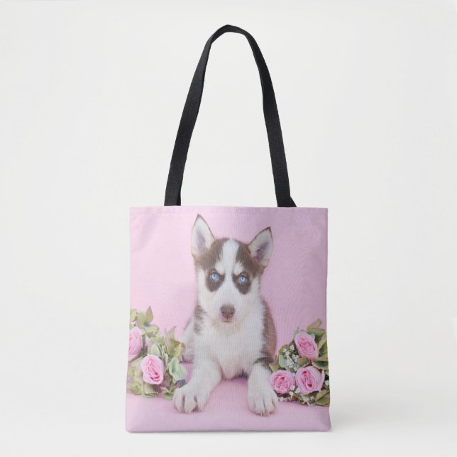 Bolsa Tote Bonito Rouco com Rosas Rosa (Frente)