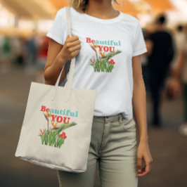 Bolsa Tote Bonito Seja Você Monograma Laranja Garden Floral