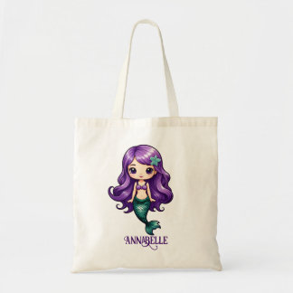 Bolsa Tote Bonito Sereia Roxa Personalizar