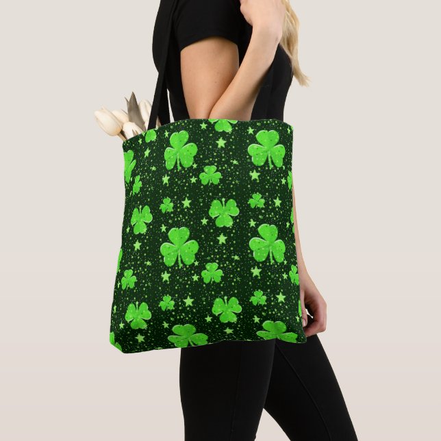 Bolsa Tote Bonito Shamrock Verde Stars Ruas irlandesas. Dia d (Close Up)