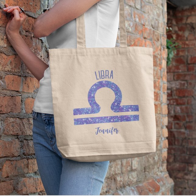 Bolsa Tote Bonito Símbolo de Astrologia de Libra Roxo Persona (Criador carregado)