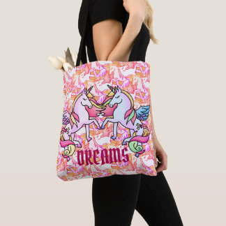 Bolsa Tote Bonito Sonho Arco-Íris do Unicórnio Pastel Pegasus