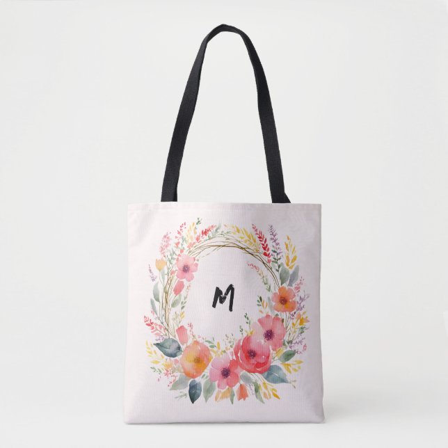 Bolsa Tote Bonito Terra Floral Monograma Elegante (Frente)