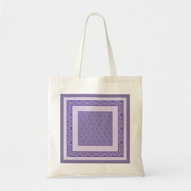 Bolsa Tote Bonito Tote Bag: Mauve, geos brancos e Polkas (Frente)