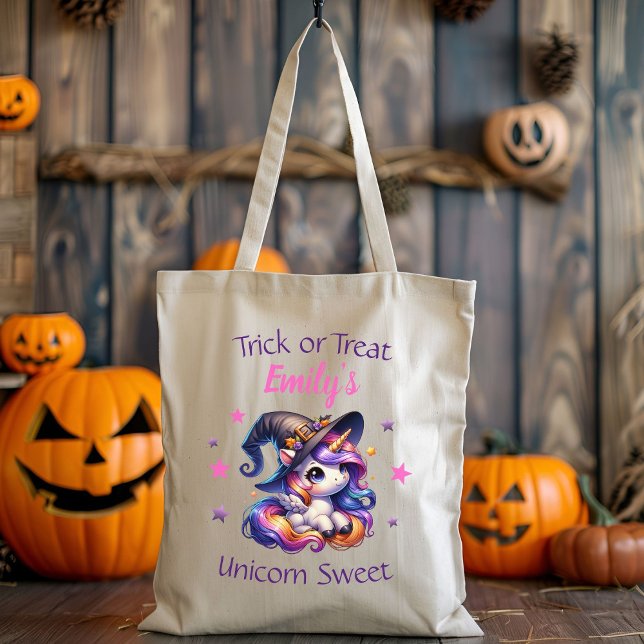 Bolsa Tote Bonito Unicórnio de Halloween Personalizado (Criador carregado)