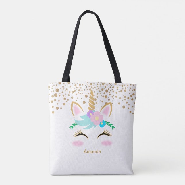 Bolsa Tote Bonito Unicórnio Floral (Verso)