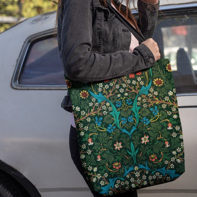 Bolsa Tote Bonito William Morris Green Blue Floral (Criador carregado)