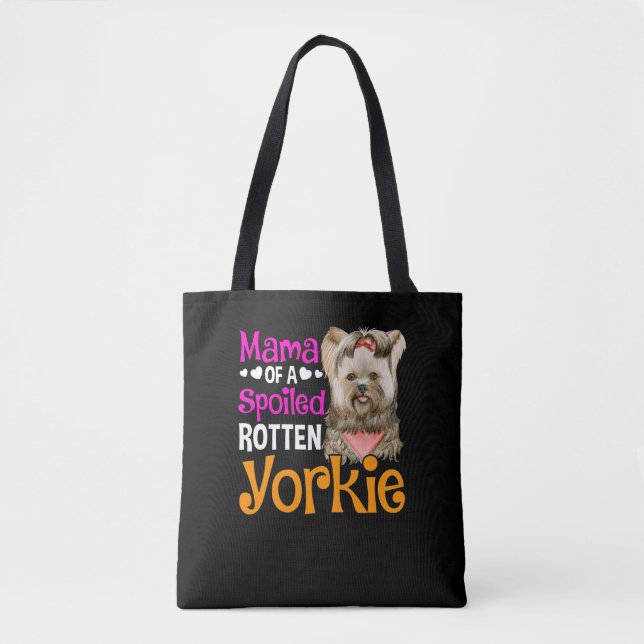 Bolsa Tote Bonito Yorkie amando mamãe, Puppy Lover (Frente)