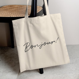 Bolsa Tote Bonjour! | Escrito Moderno - Francês Alô Negrito