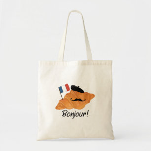 Bolsa Tote Bonjour French Croissant - França Comida Engraçada