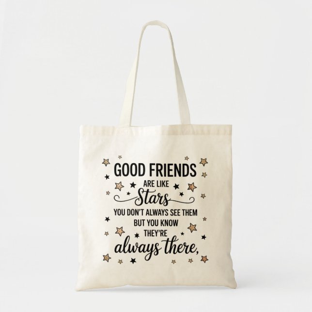Bolsa Tote Bons Amigos São Como Estrelas Citação Inspiradora (Frente)