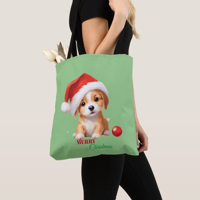 Bolsa Tote Bons animais de inverno filhotes de cachorros de i (Close Up)