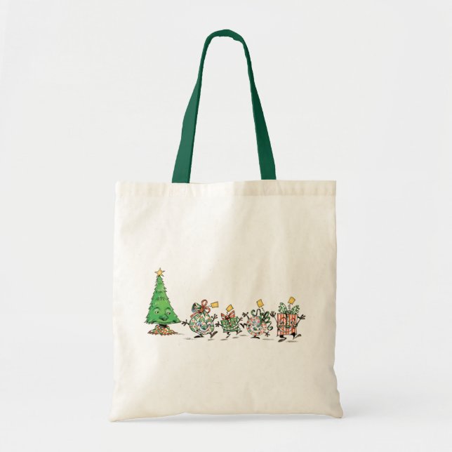 Bolsa Tote Bons desenhos Dançando Presentes de Natal e Árvore (Frente)