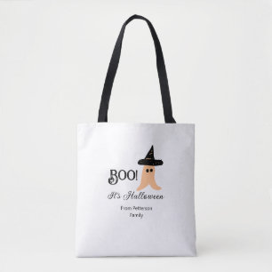 Bolsa Tote Boo é Halloween do nome da família, fantasma laran