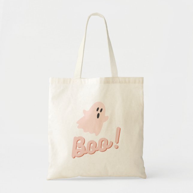 Bolsa Tote Boo fantasma rosa halloween (Frente)