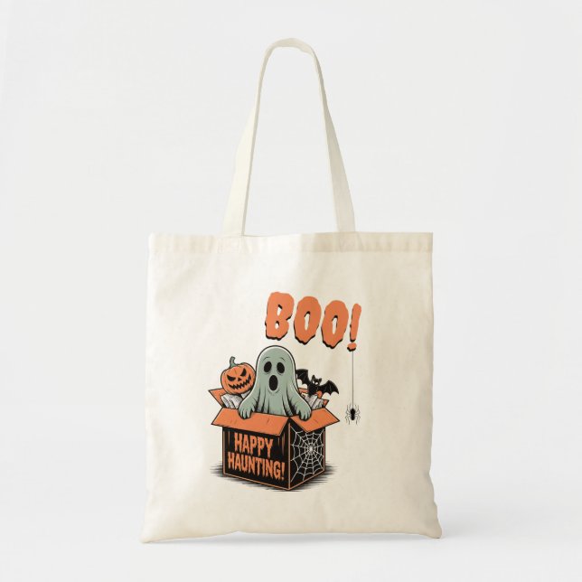 Bolsa Tote BOO! Feliz Dia das Bruxas (Frente)