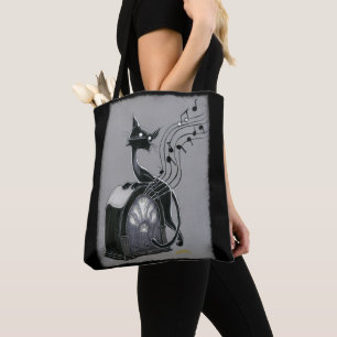 Bolsa Tote Boo Gatinho ouve a barra de ferramentas de música