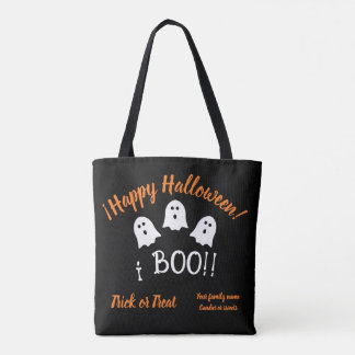 Bolsa Tote Boo Halloween, Black Orange, Family Name, Happy