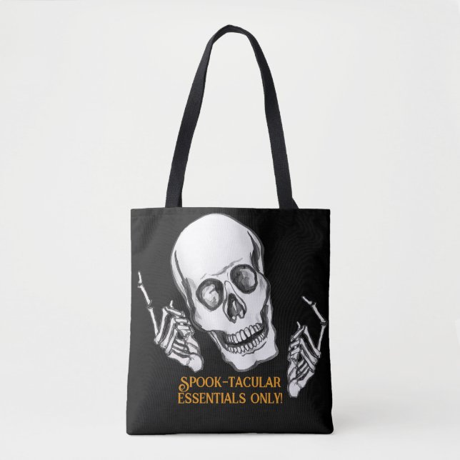 Bolsa Tote Boo Happy Halloween Brincadeiras no crânio (Frente)